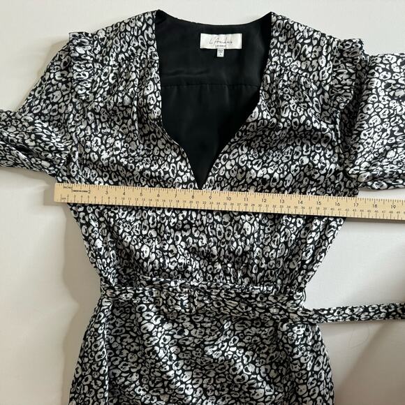 L'Academie Joyce Belted Mini Cocktail Dress Black White Abstract Cheetah Size S - Picture 14 of 16